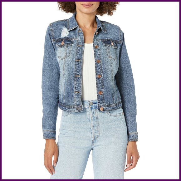Relaxed Fit Denim Jacket with Chest Pockets - Size S/M/XL
